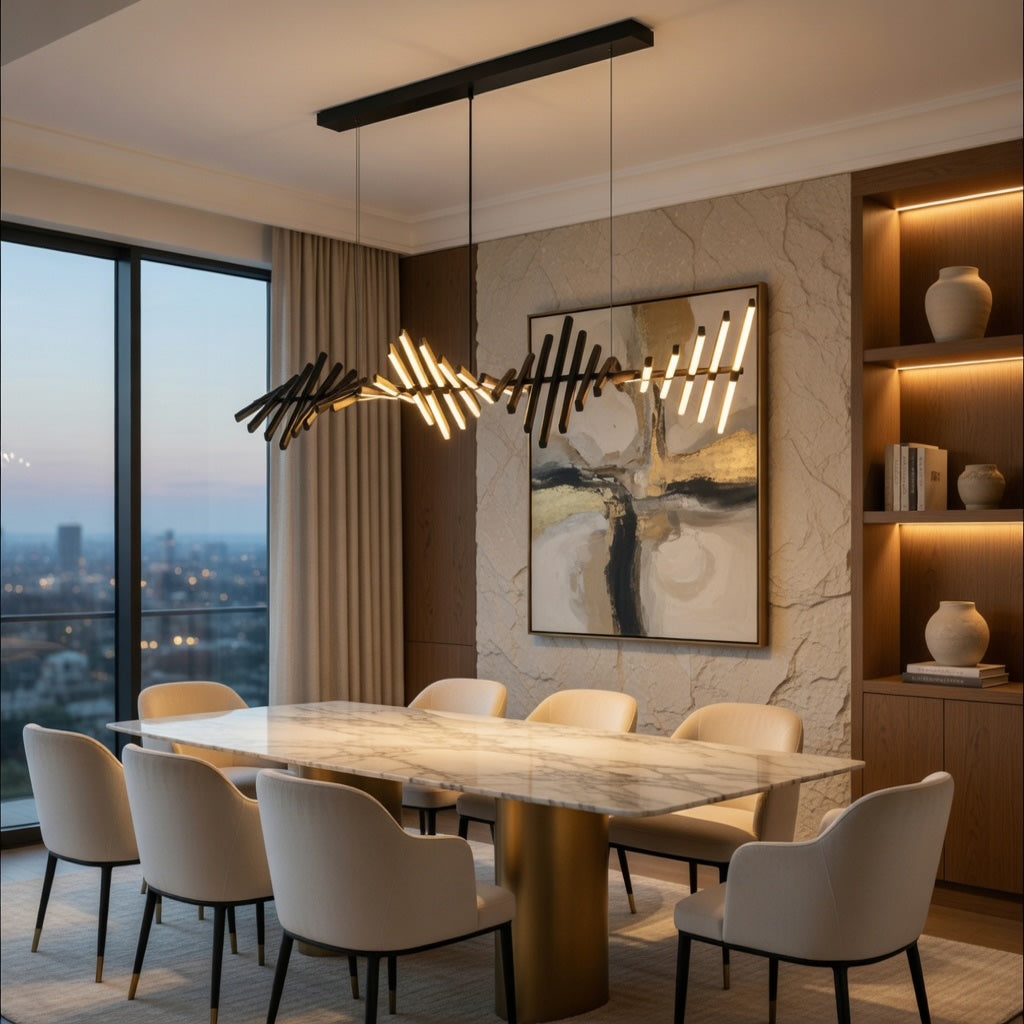Modern Chandelier Light LED Dimmable Pendant Fixture Metal and Acrylic Human DNA Design