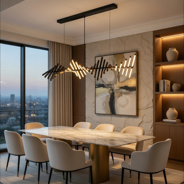 Modern Chandelier Light LED Dimmable Pendant Fixture Metal and Acrylic Human DNA Design