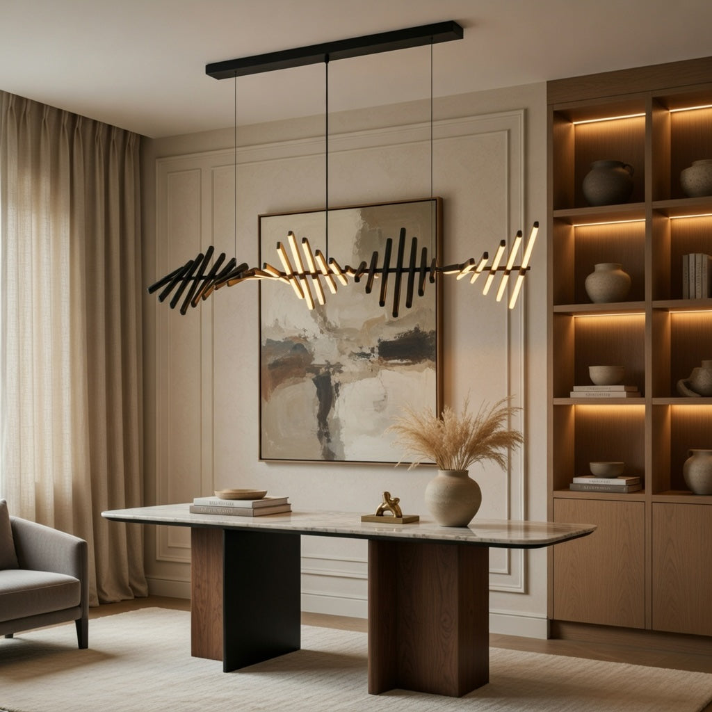 Modern Chandelier Light LED Dimmable Pendant Fixture Metal and Acrylic Human DNA Design