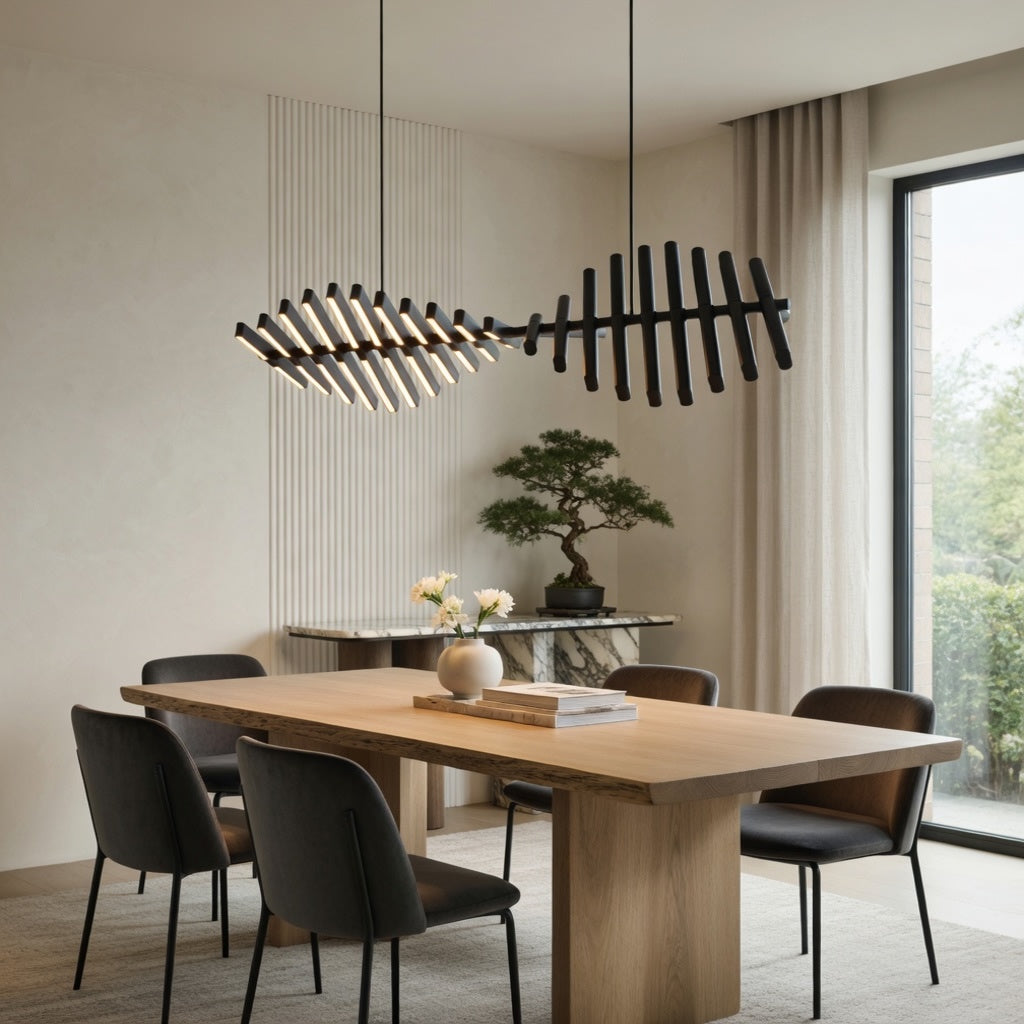 Modern Chandelier Light LED Dimmable Pendant Fixture Metal and Acrylic Human DNA Design
