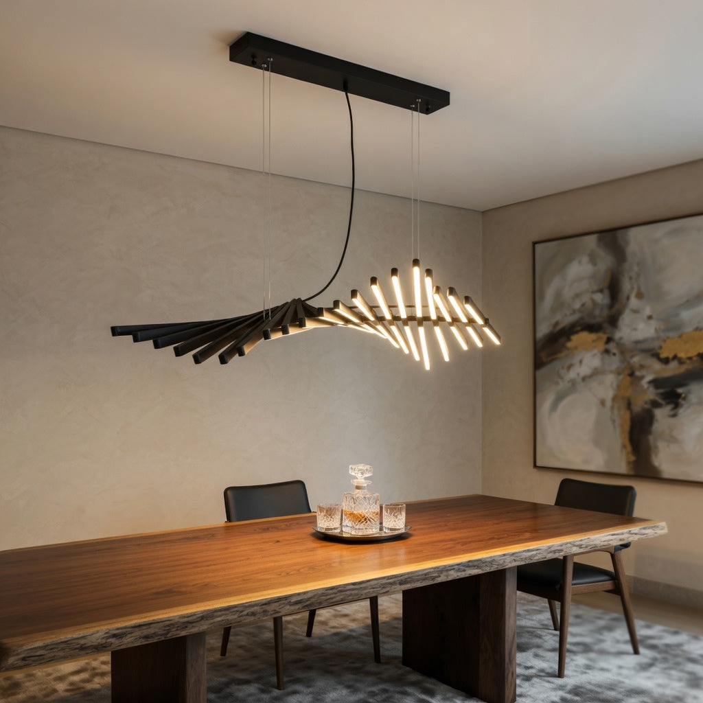 Modern Chandelier Light LED Dimmable Pendant Fixture Metal and Acrylic Human DNA Design