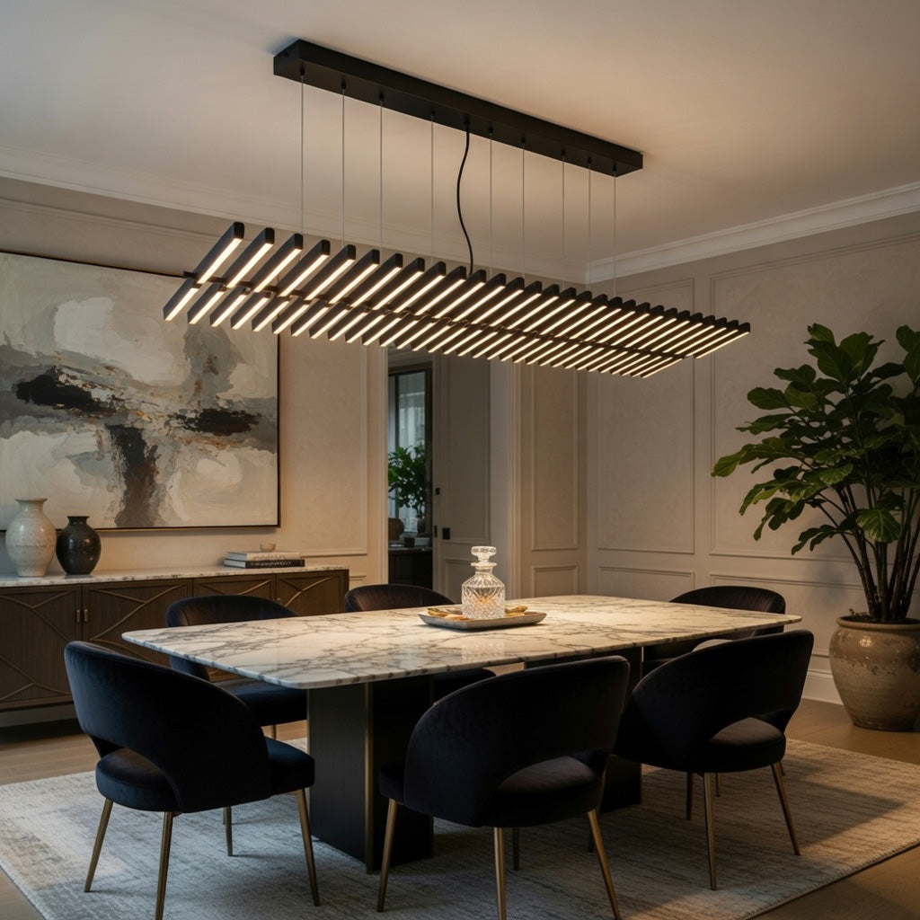 Modern Chandelier Light LED Dimmable Pendant Fixture Metal and Acrylic Human DNA Design