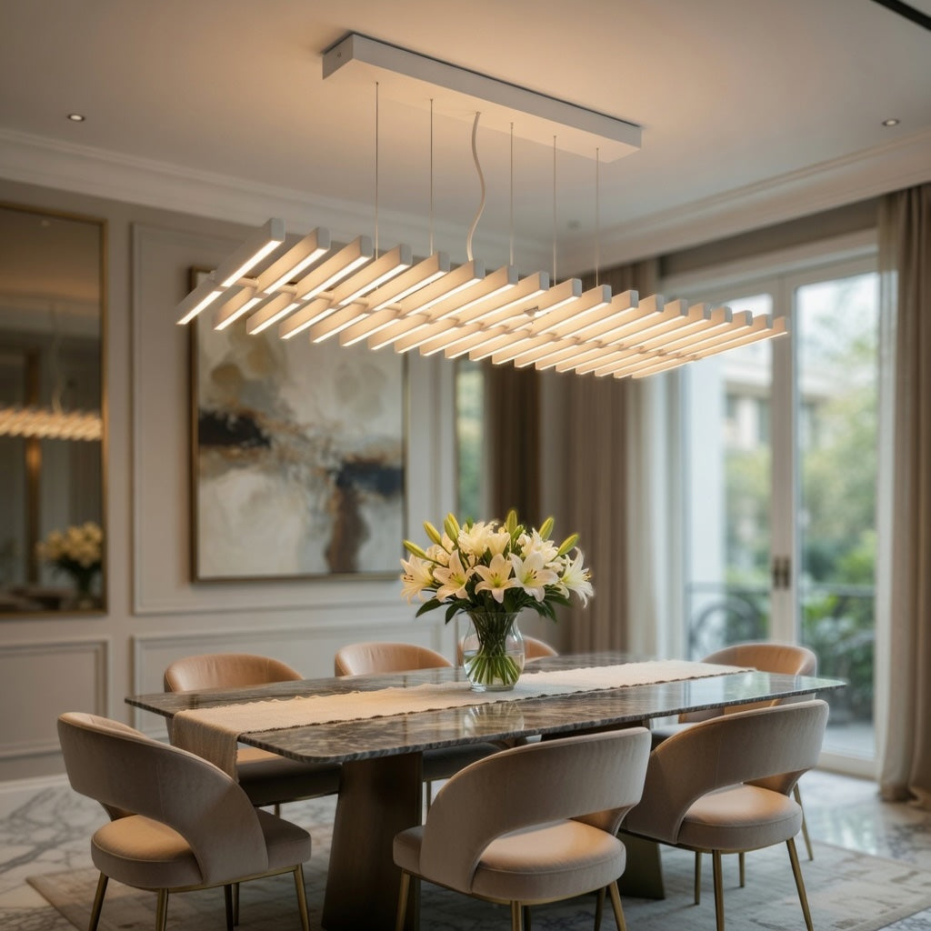 Modern Chandelier Light LED Dimmable Pendant Fixture Metal and Acrylic Human DNA Design