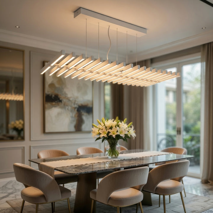 Modern Chandelier Light LED Dimmable Pendant Fixture Metal and Acrylic Human DNA Design