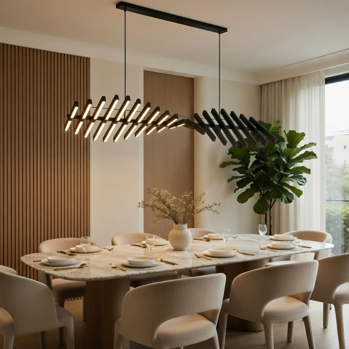 Modern Chandelier Light LED Dimmable Pendant Fixture Metal and Acrylic Human DNA Design