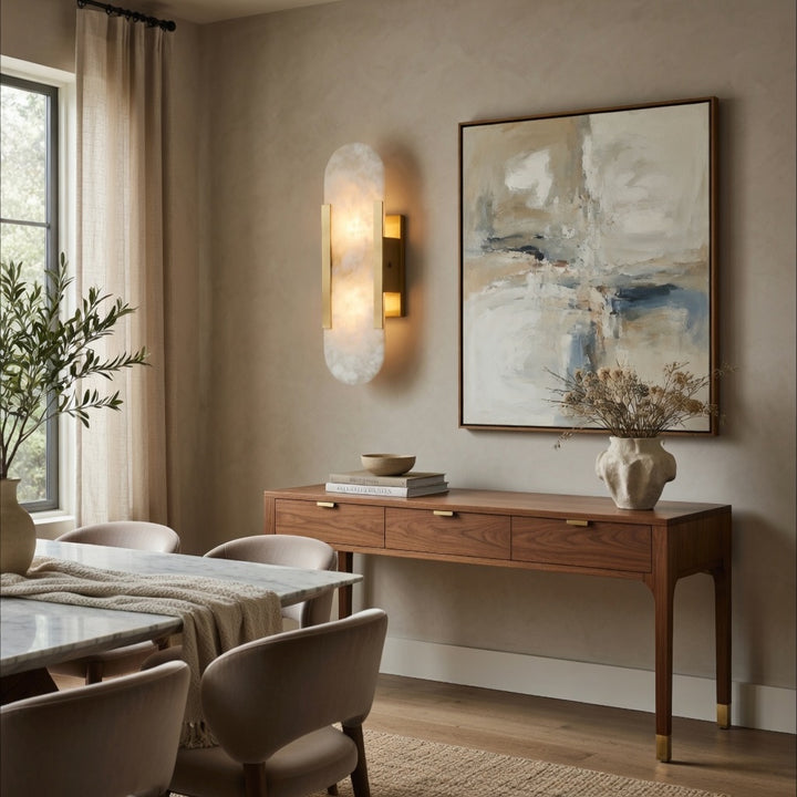 Modern Alabaster Wall Sconce Lighting Adjustable Brass Hardwired G4 Bi-Pin Light Fixture