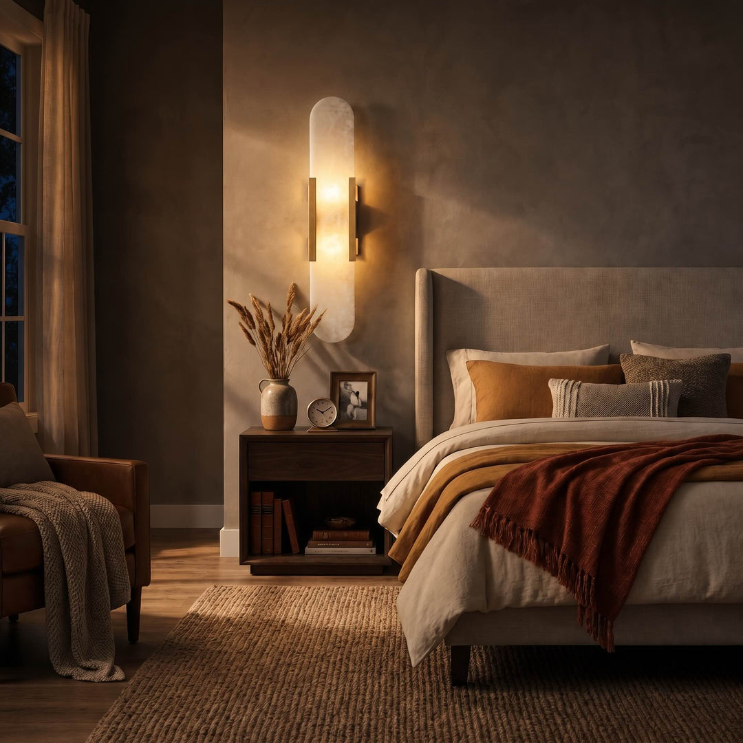 Modern Alabaster Wall Sconce Lighting Adjustable Brass Hardwired G4 Bi-Pin Light Fixture