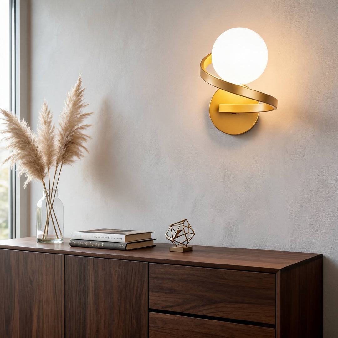 Modern Copper Wall Light Wall Mounted Adjustable Frosted Glass LED Sconce 7W Energy Efficient