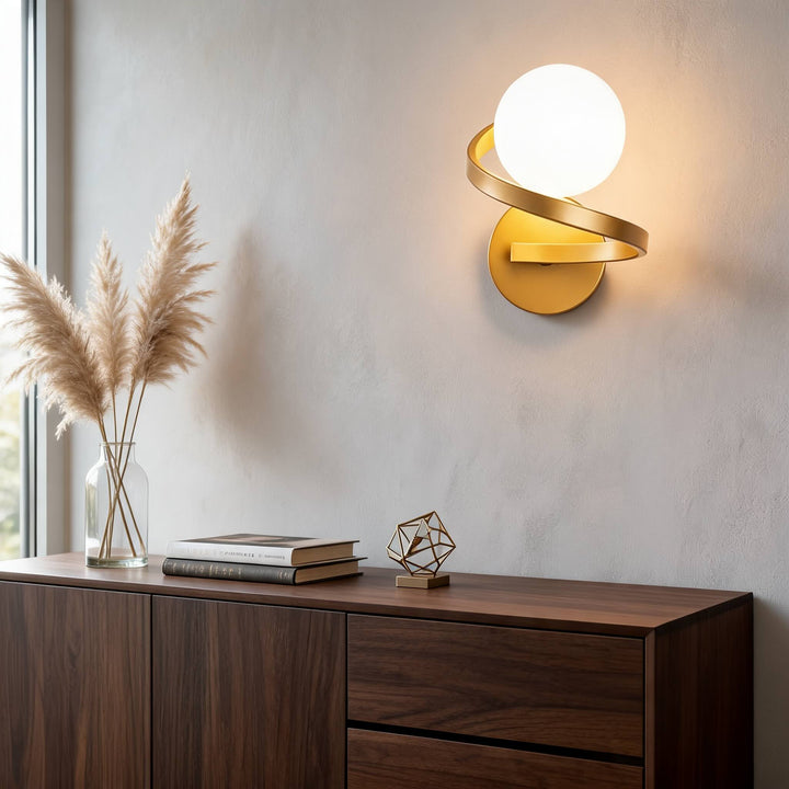 Modern Copper Wall Light Wall Mounted Adjustable Frosted Glass LED Sconce 7W Energy Efficient