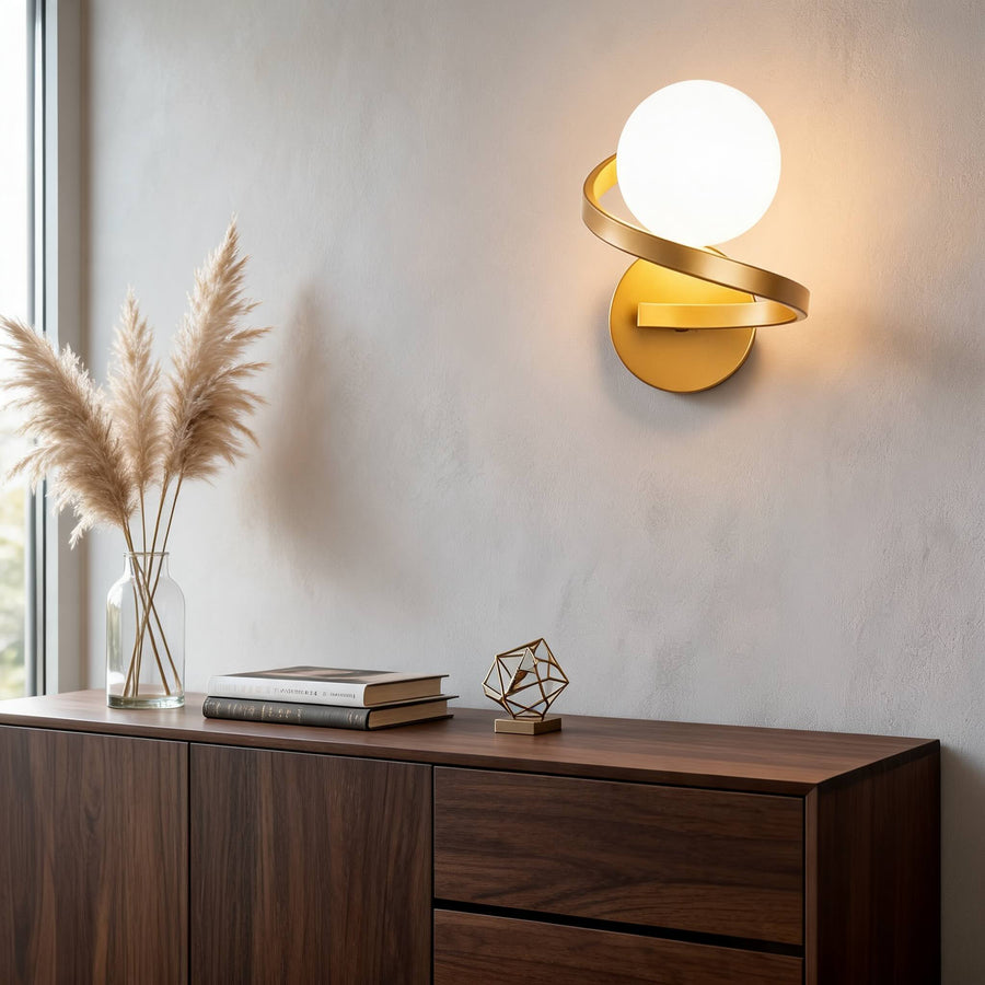 Modern Copper Wall Light Wall Mounted Adjustable Frosted Glass LED Sconce 7W Energy Efficient in the sideboard