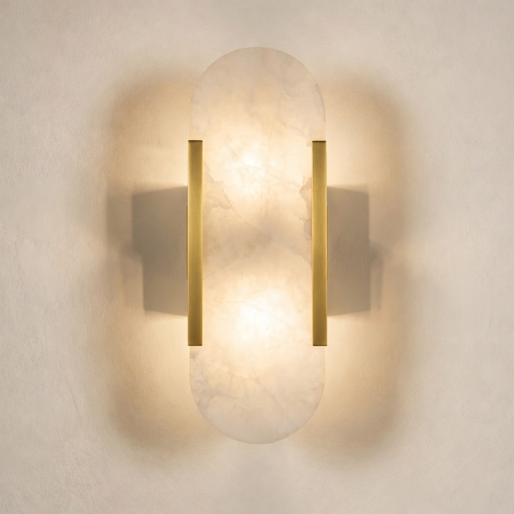 Modern Alabaster Wall Sconce Lighting Adjustable Brass Hardwired G4 Bi-Pin Light Fixture