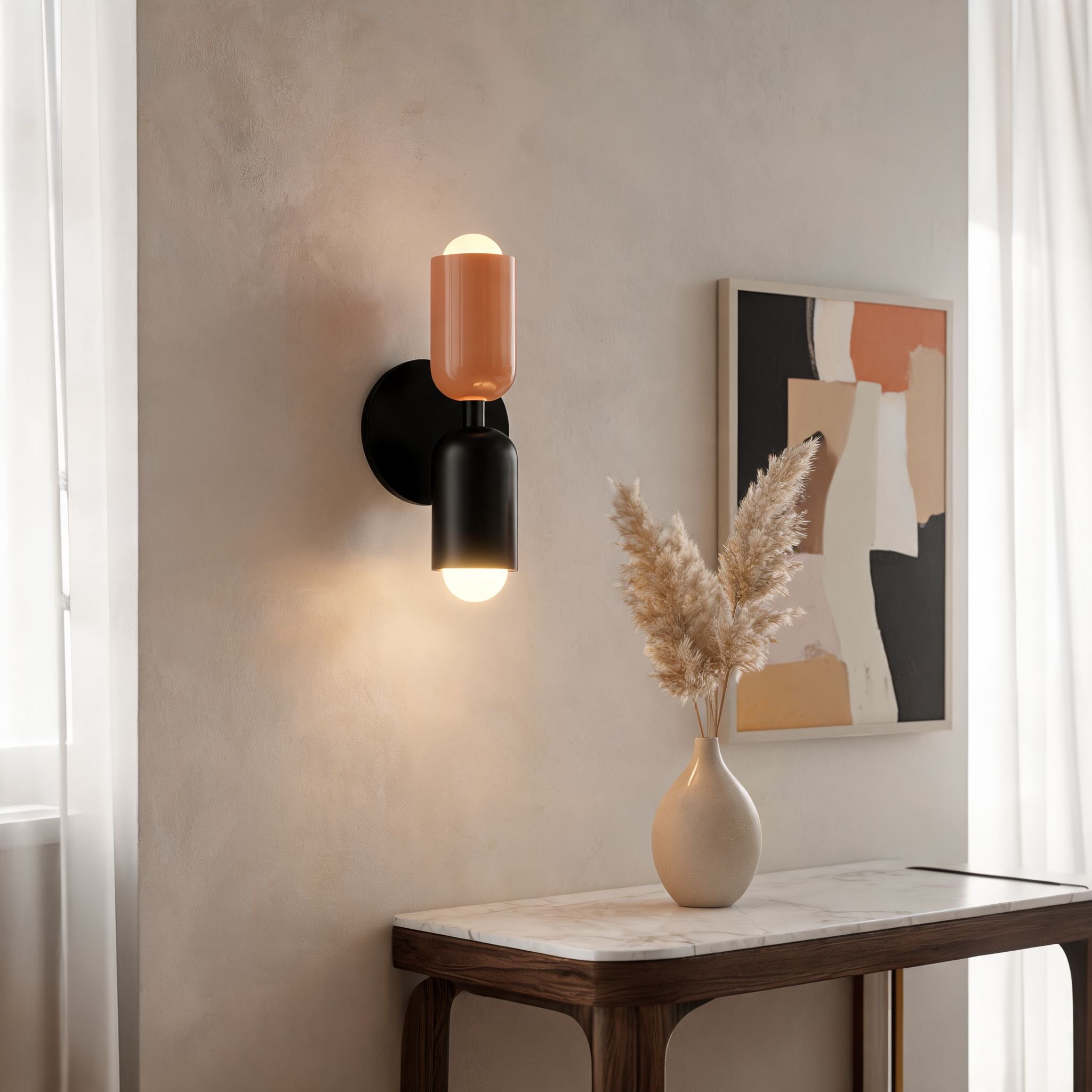 Modern Double Wall Sconce Adjustable Metal Up Down Lighting E26/E27 Base Dimmable Dual Color Shade