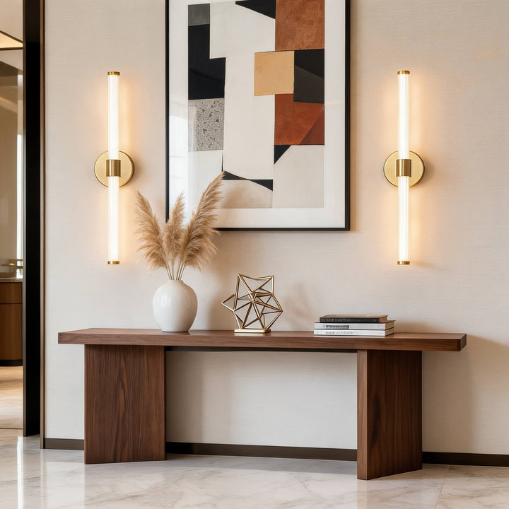 Modern Wall Light Wall Mounted Gold Metal Frame Acrylic Shade LED Dimmable 20W 56cm 28W 76cm