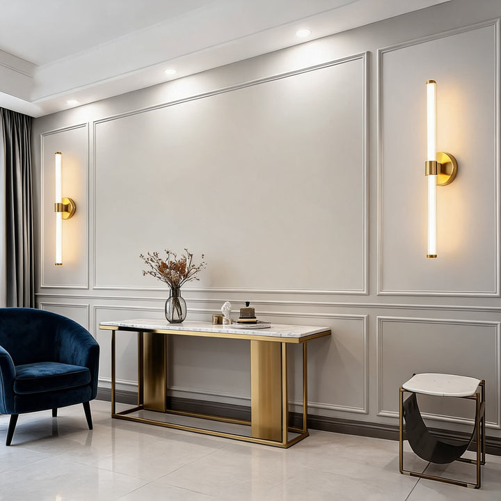 Modern Wall Light Wall Mounted Gold Metal Frame Acrylic Shade LED Dimmable 20W 56cm 28W 76cm