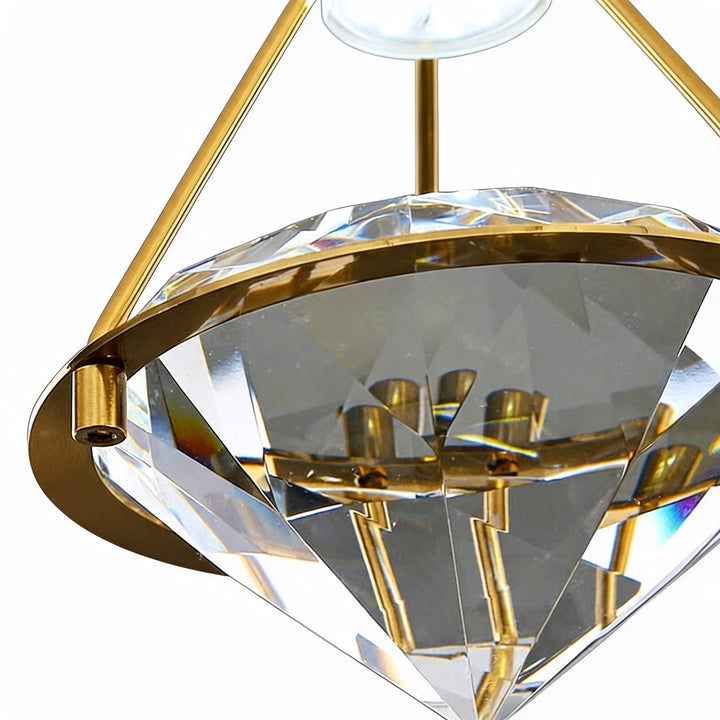 Modern Crystal Pendant Light Adjustable Hanging Metal and Glass LED Fixture for Living Room