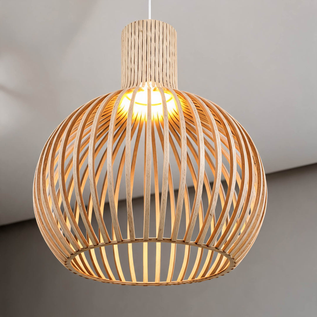Nordic Pendant Light Adjustable Hanging Wood and Metal Dimmable Fixture for Kitchen Island