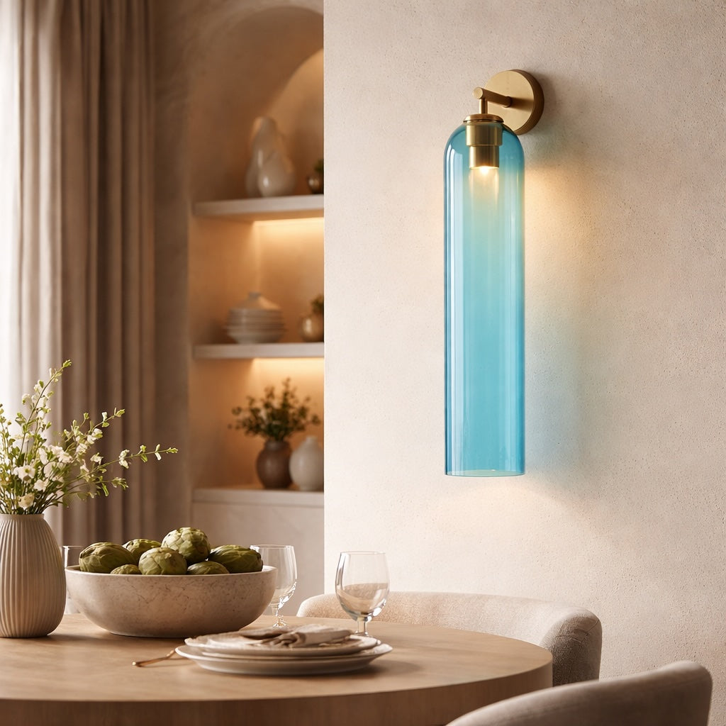 Contemporary Wall Sconce Art Glass Fixture Wall Mounted Metal Base Dimmable Lighting