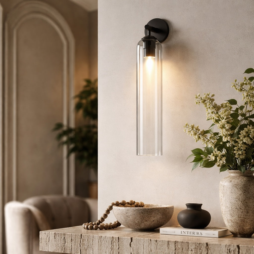 Contemporary Wall Sconce Art Glass Fixture Wall Mounted Metal Base Dimmable Lighting