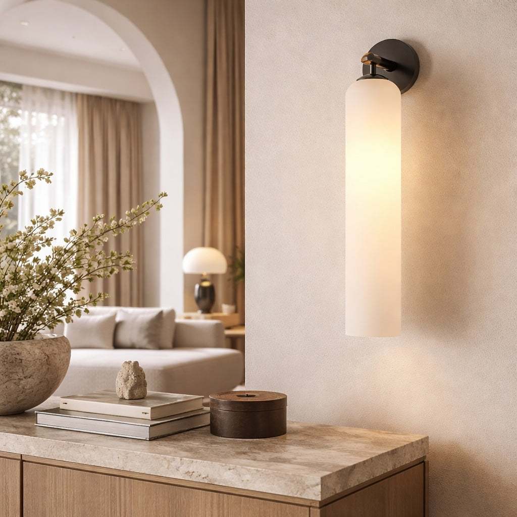Contemporary Wall Sconce Art Glass Fixture Wall Mounted Metal Base Dimmable Lighting