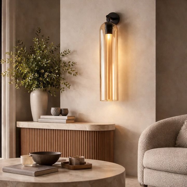 Contemporary Wall Sconce Art Glass Fixture Wall Mounted Metal Base Dimmable Lighting