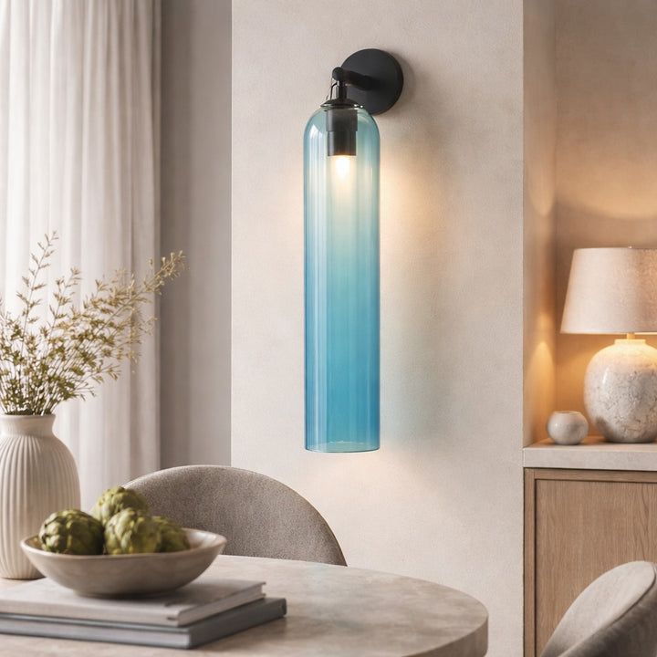 Contemporary Wall Sconce Art Glass Fixture Wall Mounted Metal Base Dimmable Lighting