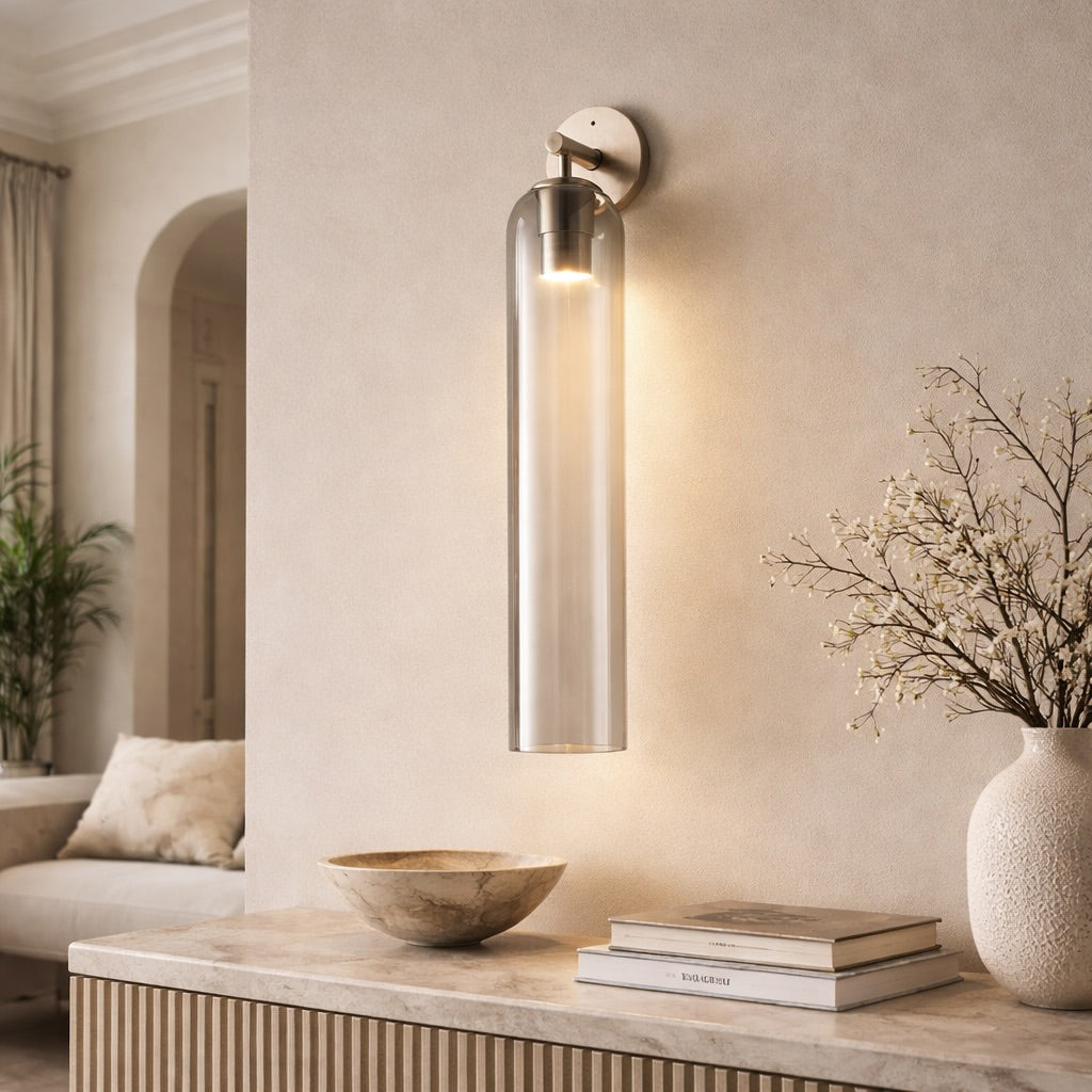 Contemporary Wall Sconce Art Glass Fixture Wall Mounted Metal Base Dimmable Lighting