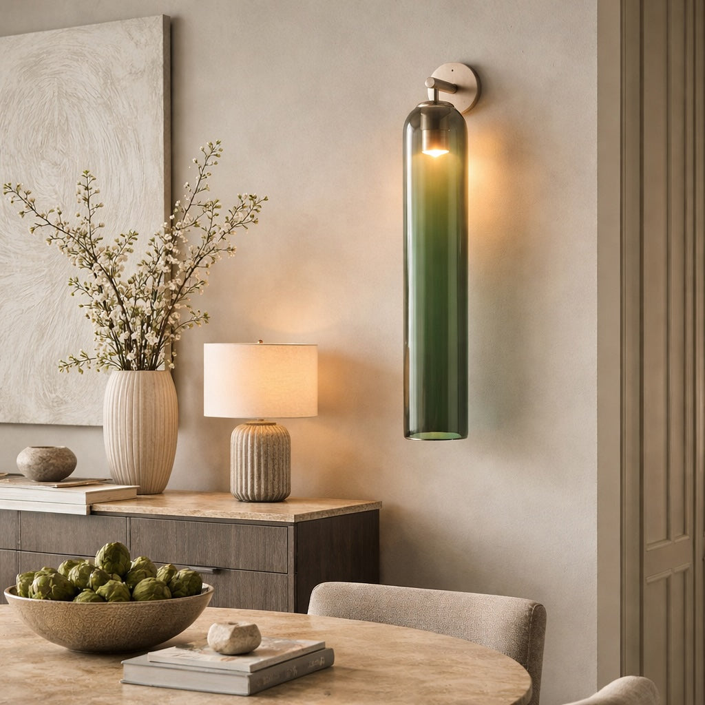 Contemporary Wall Sconce Art Glass Fixture Wall Mounted Metal Base Dimmable Lighting