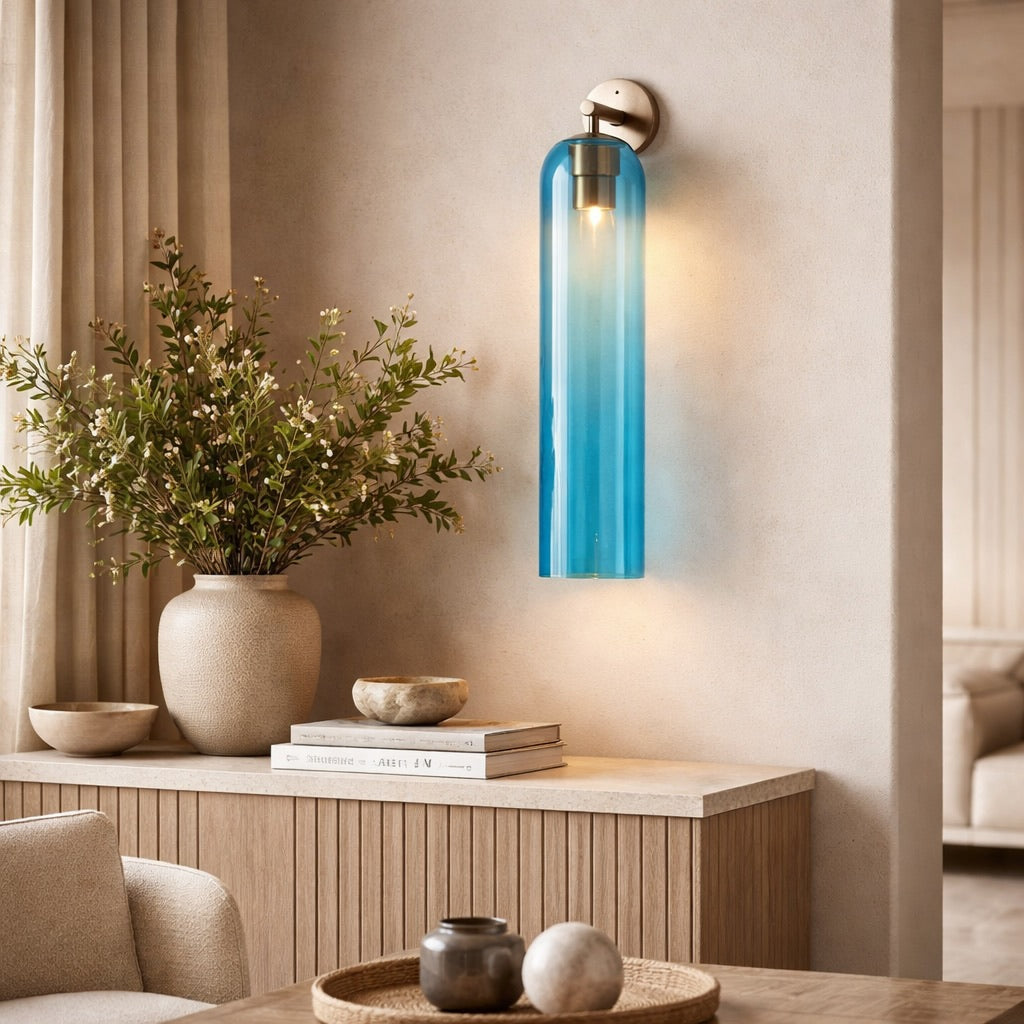 Contemporary Wall Sconce Art Glass Fixture Wall Mounted Metal Base Dimmable Lighting