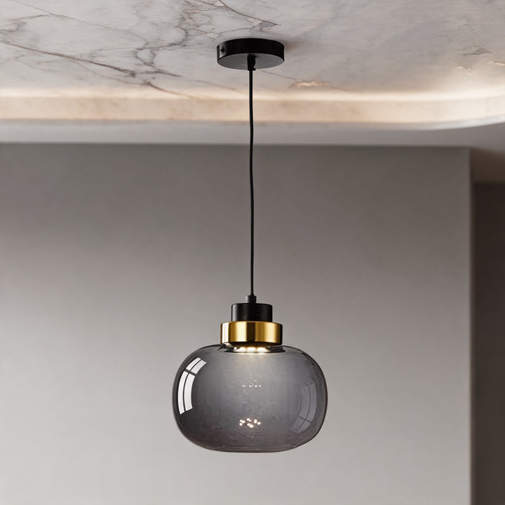 Modern LED Pendant Light Adjustable Hanging Glass and Wrought Iron Retro Design