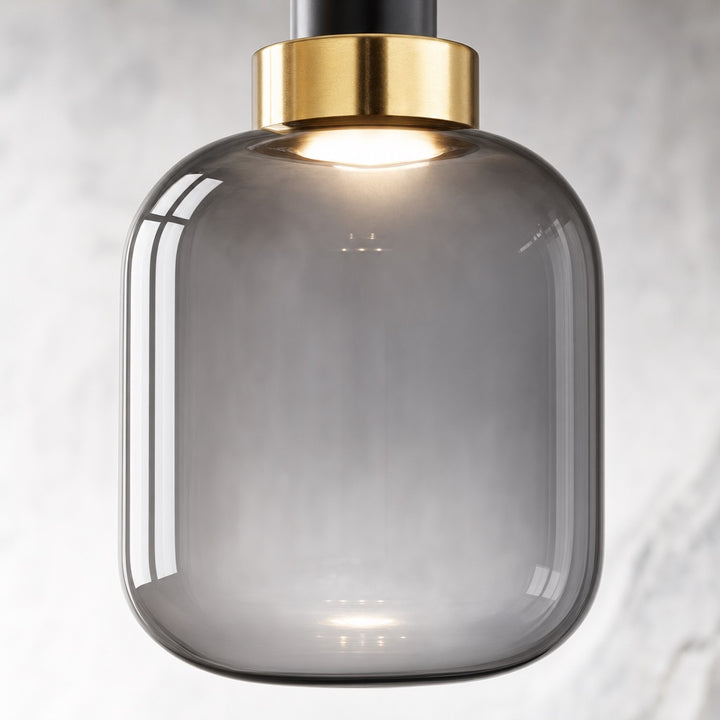 Modern LED Pendant Light Adjustable Hanging Glass and Wrought Iron Retro Design