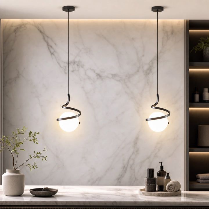 Modern Glass Pendant Lighting Adjustable Height LED Fixture for Kitchen Dining Indoor Use