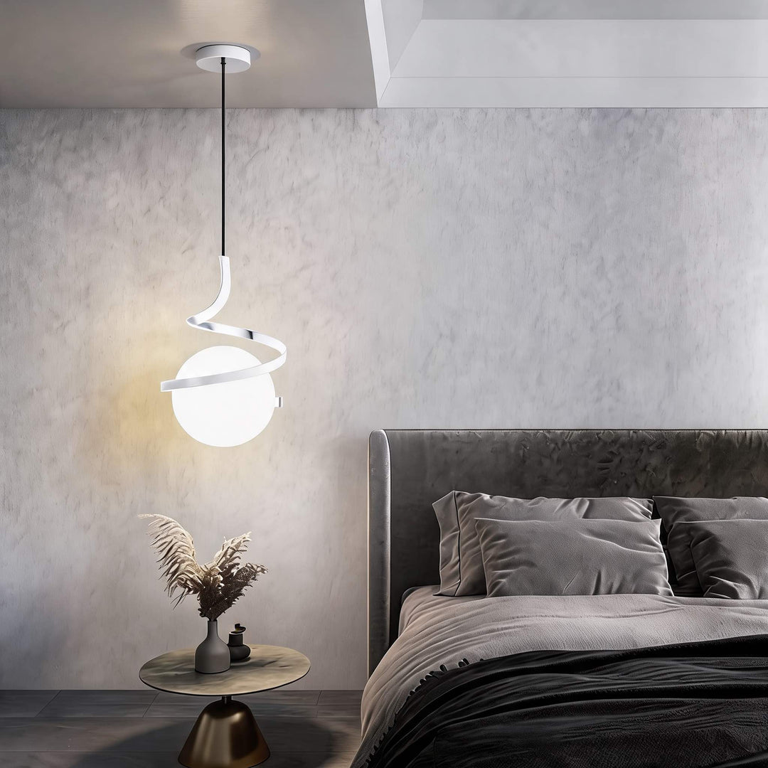 Modern Glass Pendant Lighting Adjustable Height LED Fixture for Kitchen Dining Indoor Use