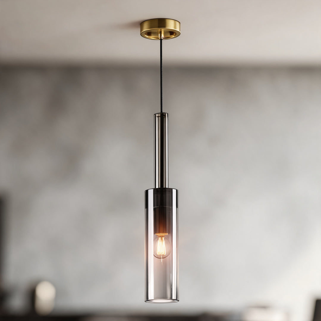 Modern Glass Pendant Light Adjustable Copper Shade LED for Kitchen Pendant Lighting