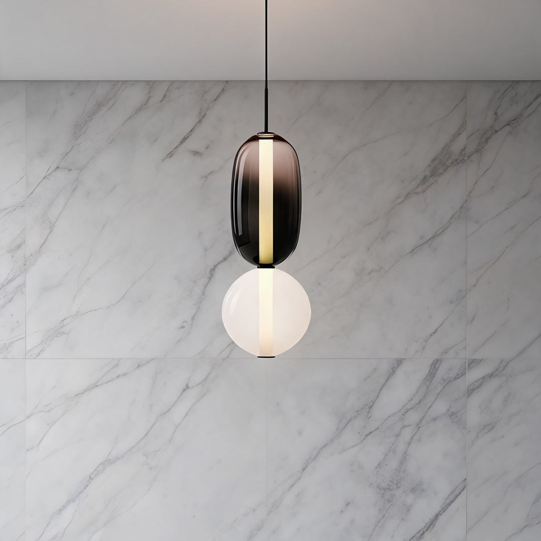 Modern Chandelier Pendant Light Adjustable Ceiling Fixture Hand-Blown Glass LED Design