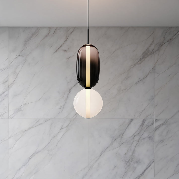 Modern Chandelier Pendant Light Adjustable Ceiling Fixture Hand-Blown Glass LED Design