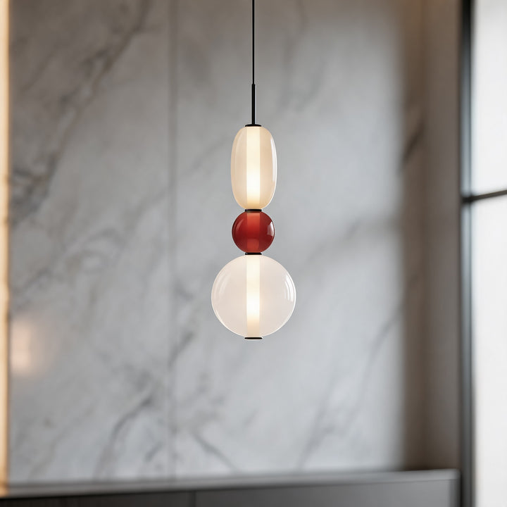 Modern Chandelier Pendant Light Adjustable Ceiling Fixture Hand-Blown Glass LED Design