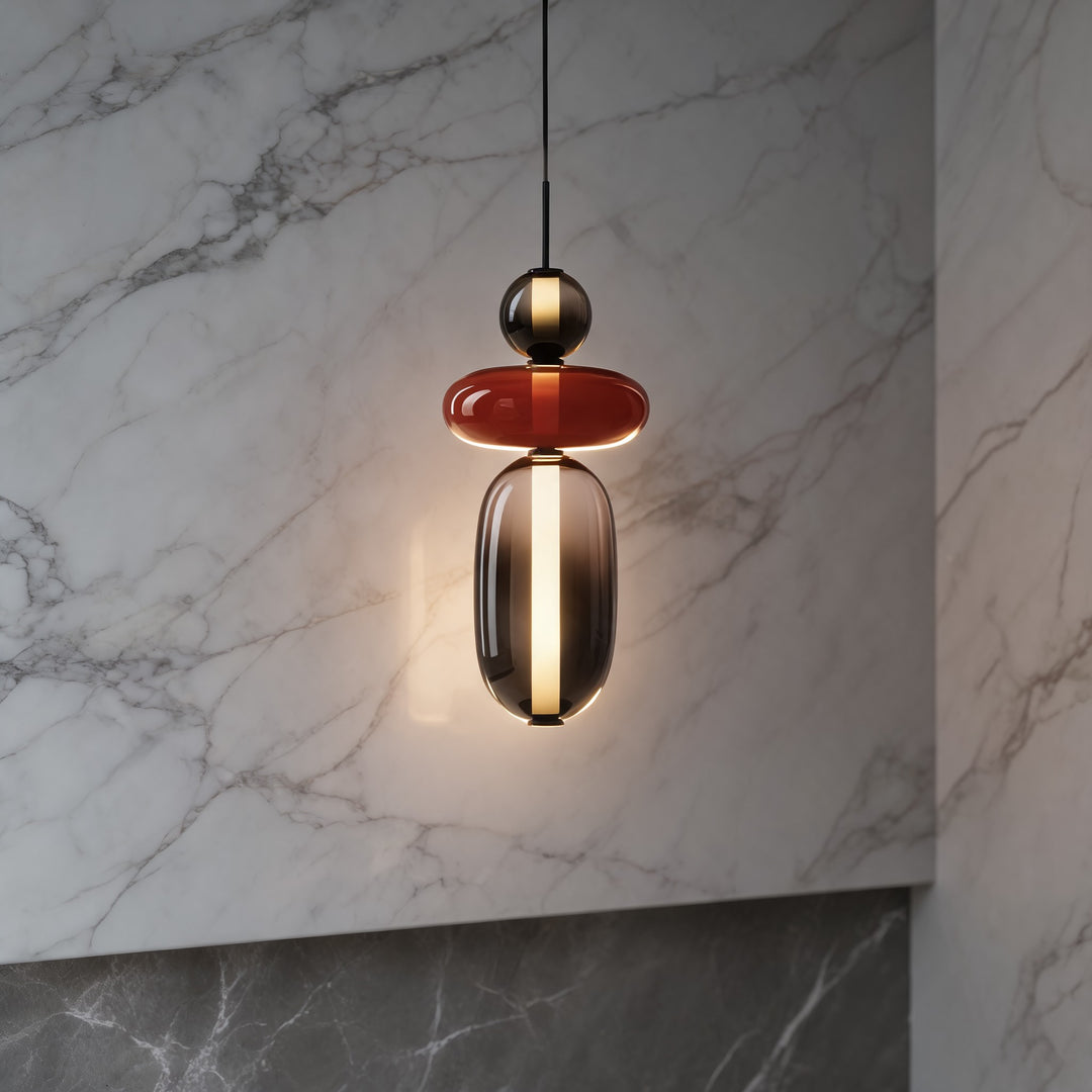 Modern Chandelier Pendant Light Adjustable Ceiling Fixture Hand-Blown Glass LED Design