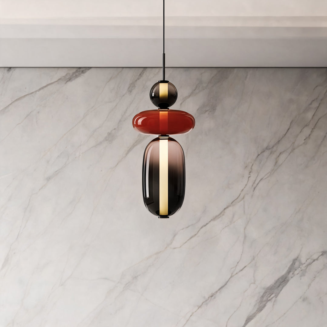 Modern Chandelier Pendant Light Adjustable Ceiling Fixture Hand-Blown Glass LED Design
