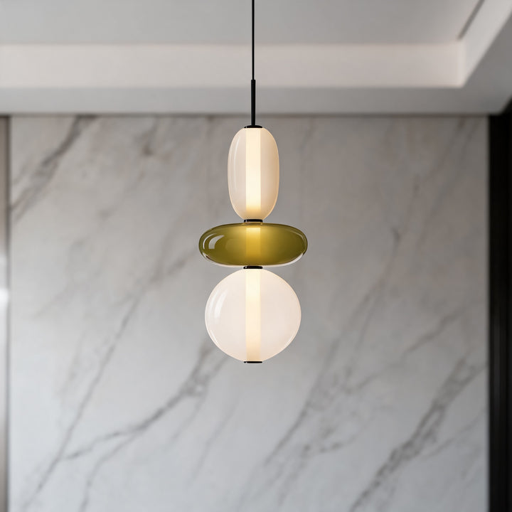Modern Chandelier Pendant Light Adjustable Ceiling Fixture Hand-Blown Glass LED Design