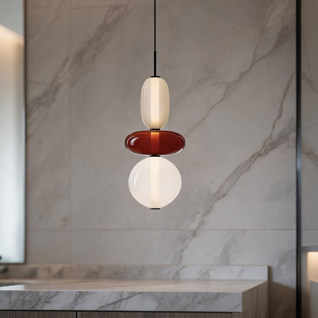 Modern Chandelier Pendant Light Adjustable Ceiling Fixture Hand-Blown Glass LED Design