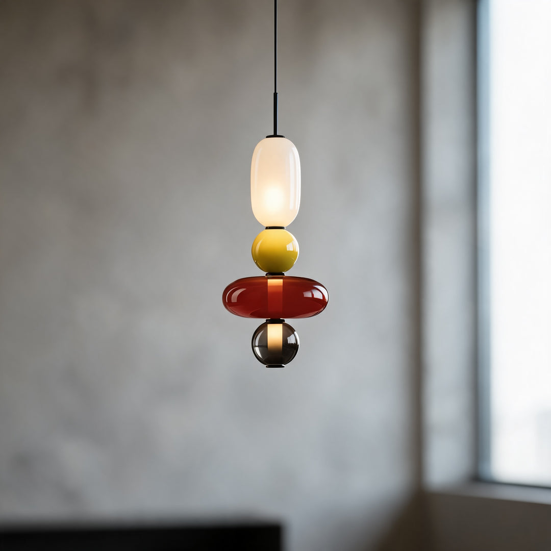 Modern Chandelier Pendant Light Adjustable Ceiling Fixture Hand-Blown Glass LED Design