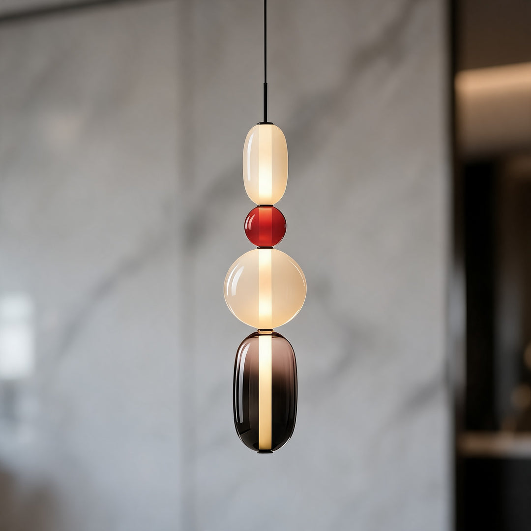 Modern Chandelier Pendant Light Adjustable Ceiling Fixture Hand-Blown Glass LED Design
