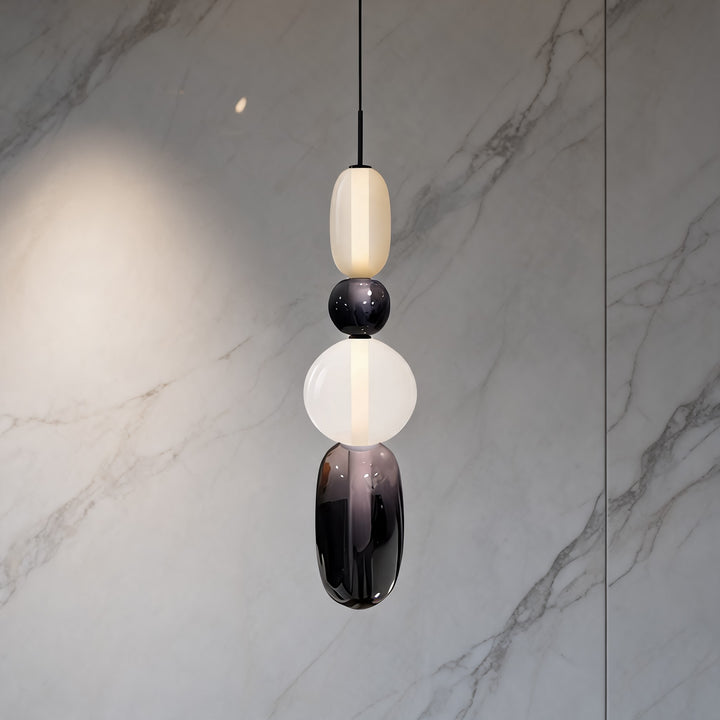 Modern Chandelier Pendant Light Adjustable Ceiling Fixture Hand-Blown Glass LED Design