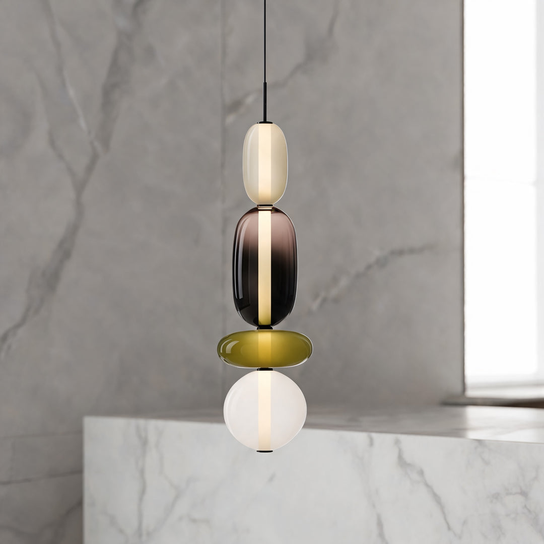 Modern Chandelier Pendant Light Adjustable Ceiling Fixture Hand-Blown Glass LED Design