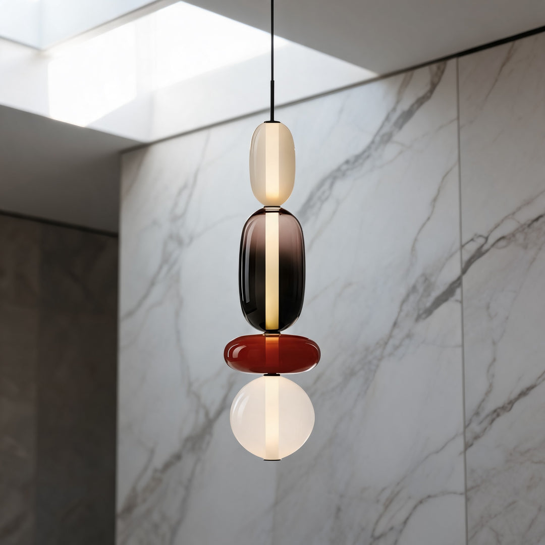 Modern Chandelier Pendant Light Adjustable Ceiling Fixture Hand-Blown Glass LED Design