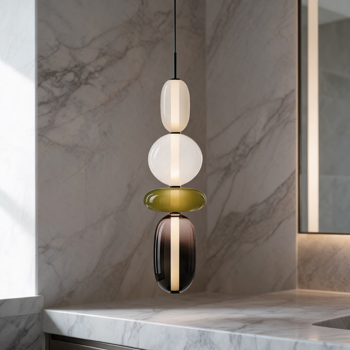 Modern Chandelier Pendant Light Adjustable Ceiling Fixture Hand-Blown Glass LED Design