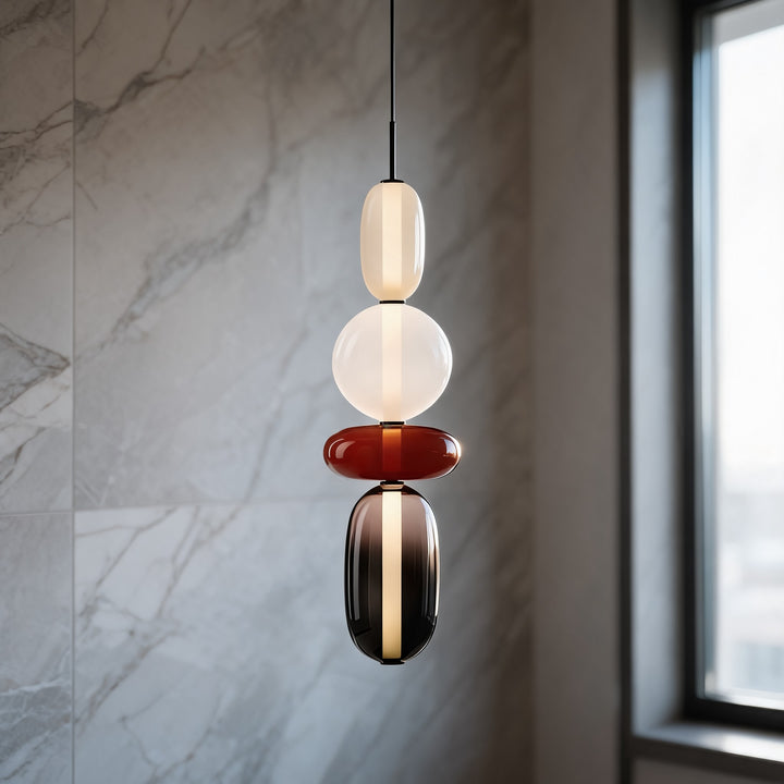 Modern Chandelier Pendant Light Adjustable Ceiling Fixture Hand-Blown Glass LED Design