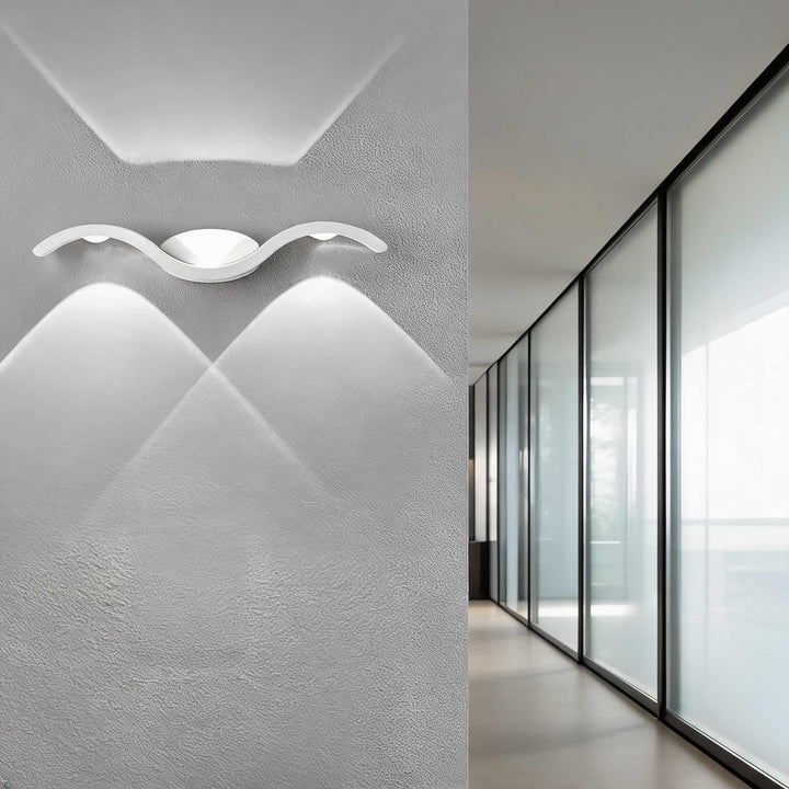 Modern Wave Wall Sconce Up Down Light Die-Cast Aluminum 9W LED Waterproof for Outdoor Use