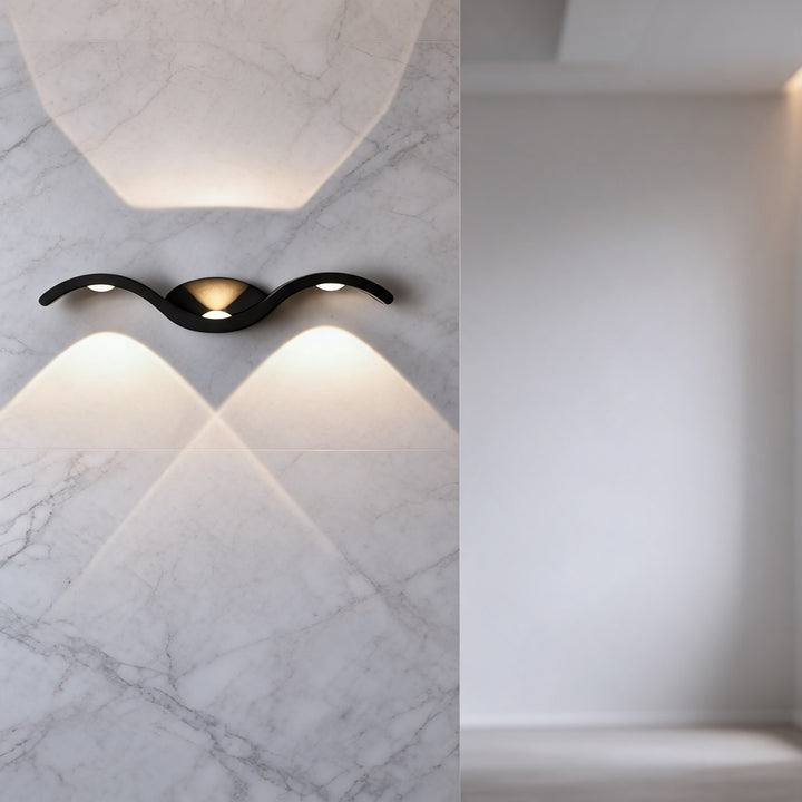 Modern Wave Wall Sconce Up Down Light Die-Cast Aluminum 9W LED Waterproof for Outdoor Use