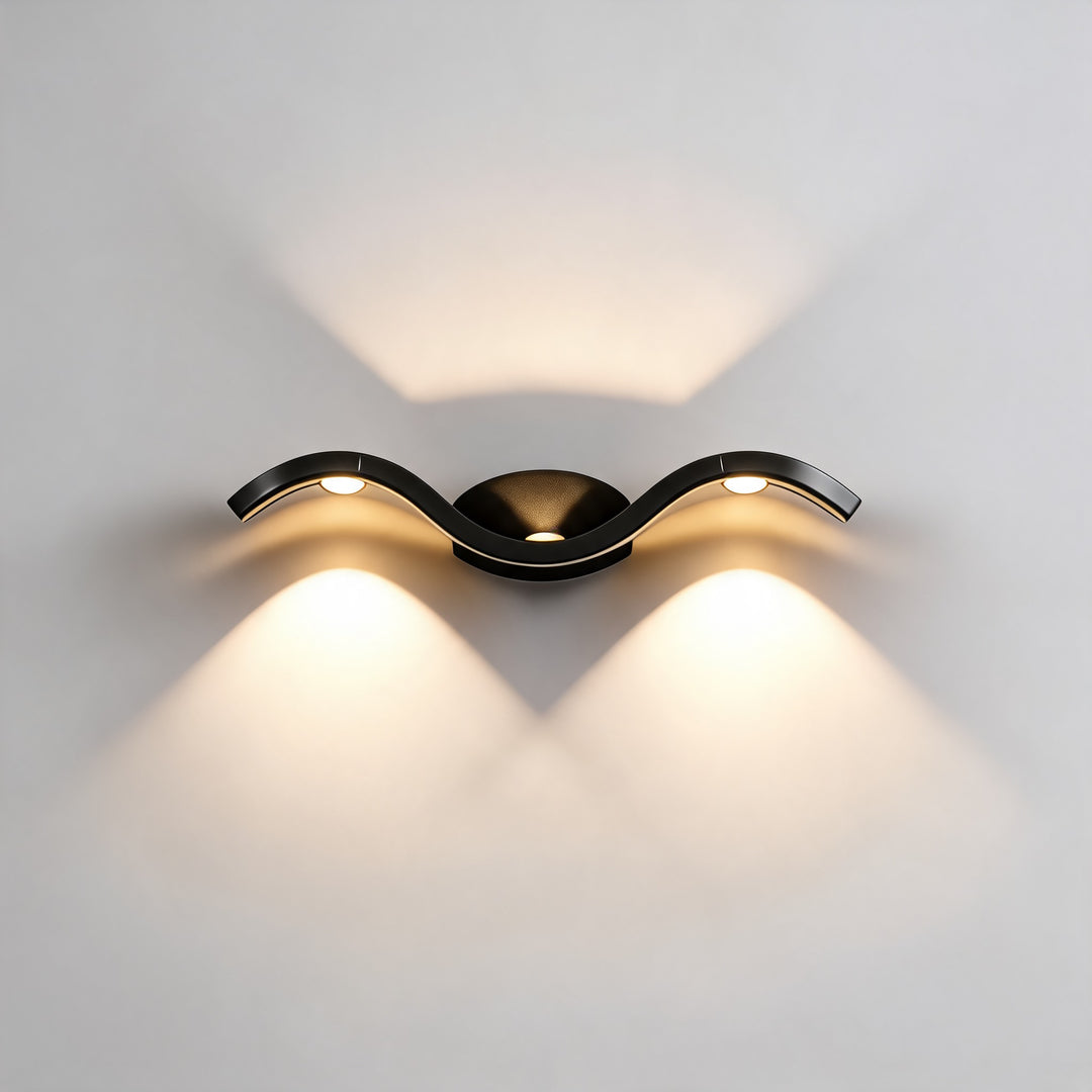 Modern Wave Wall Sconce Up Down Light Die-Cast Aluminum 9W LED Waterproof for Outdoor Use